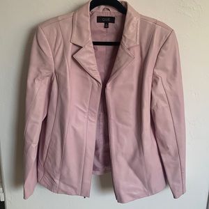 pink leather jacket